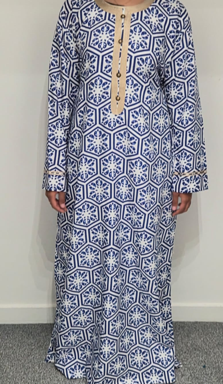 Embroidery traditional dress round neck