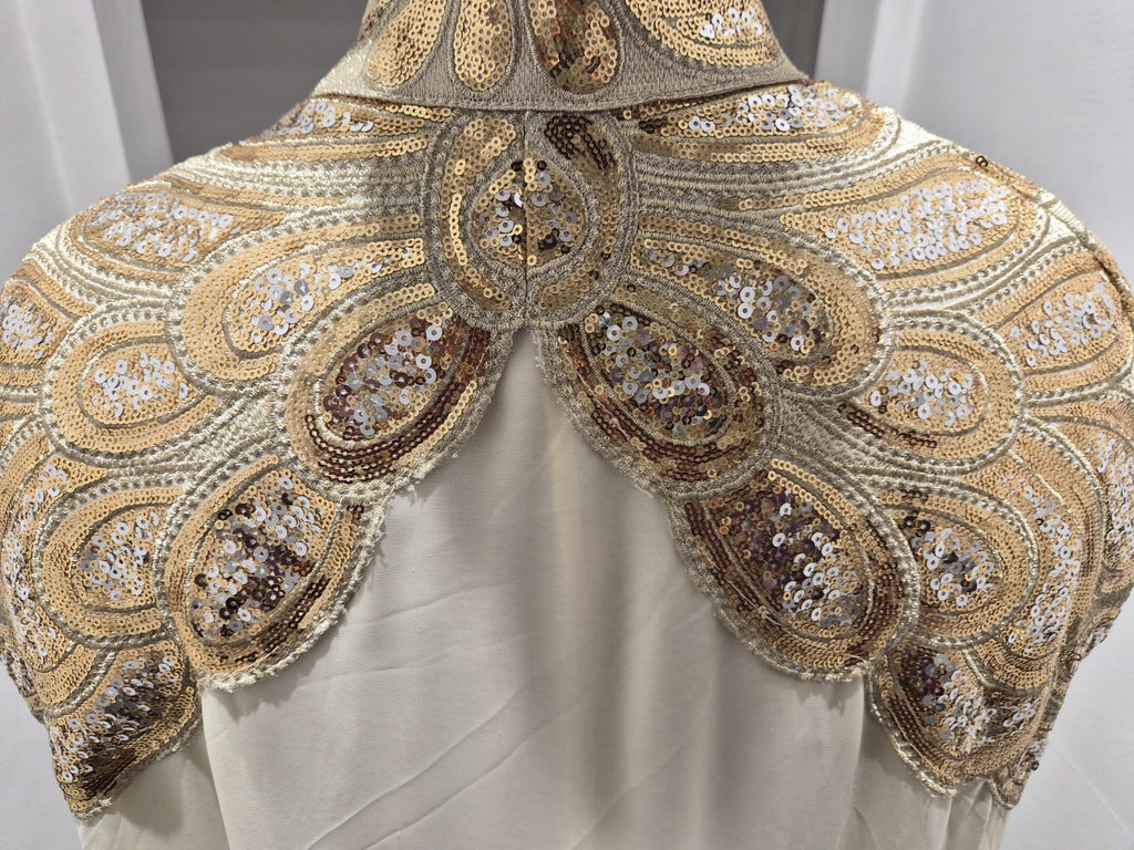Two in one white chiffon dress with shawl