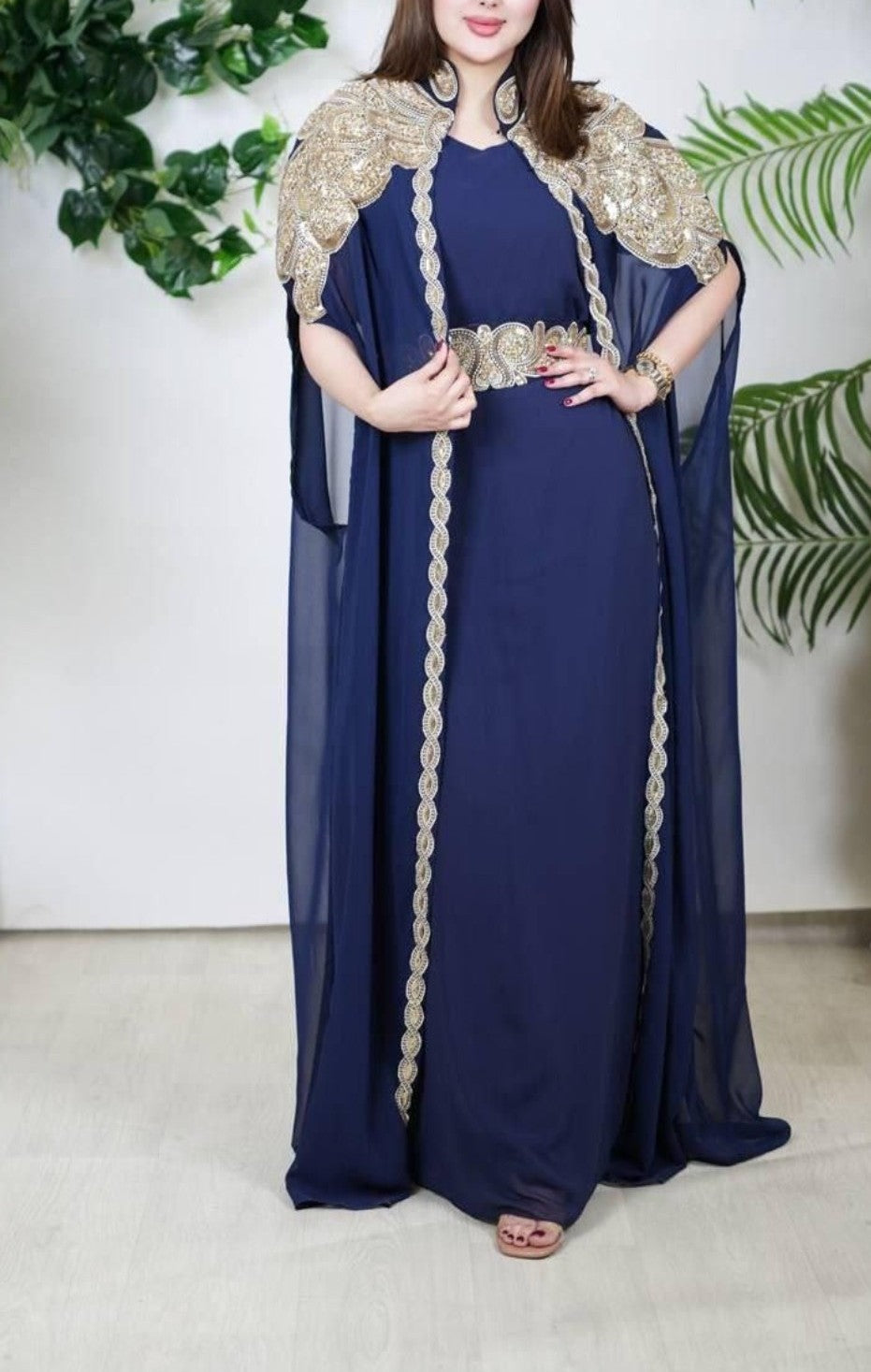 Two in one white chiffon dress with shawl