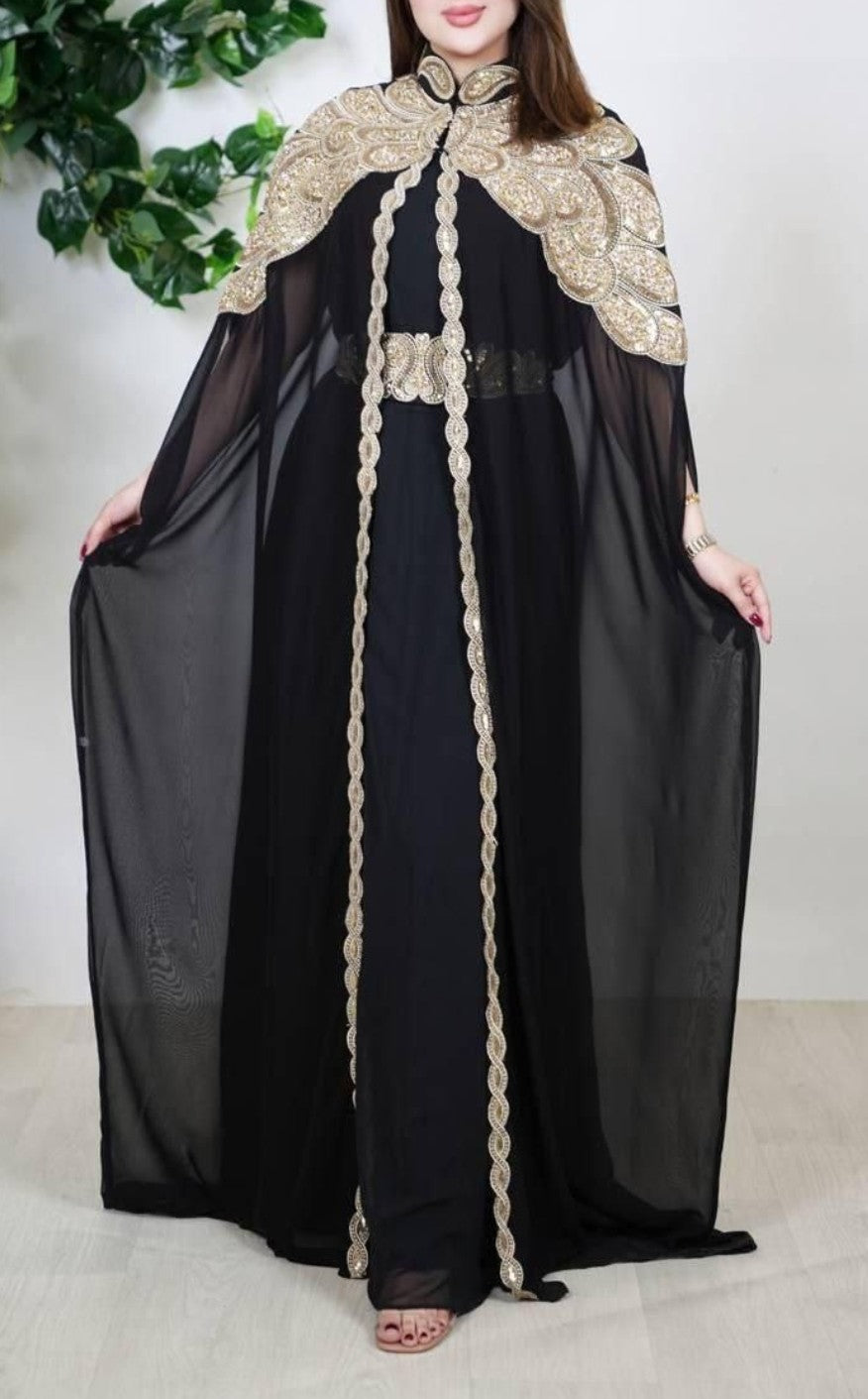 Two in one white chiffon dress with shawl